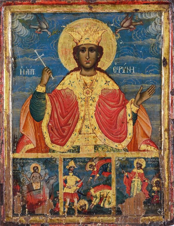 Santa Irina Di Maghedon (sec. IV). Icona su tavola. Scuola russa XIX secolo.