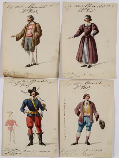 Scuola del XIX Secolo Figurini per la Luisa Miller di Verdi. Sartoria Teatrale Brunetti Chiappa