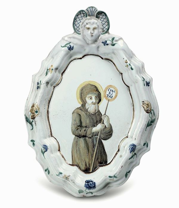 Targa devozionale con “San Francesco di Paola” Castelli, probabilmente bottega di Silvio De Martinis o di Gesualdo Fuina, ultimo quarto del XVIII secolo