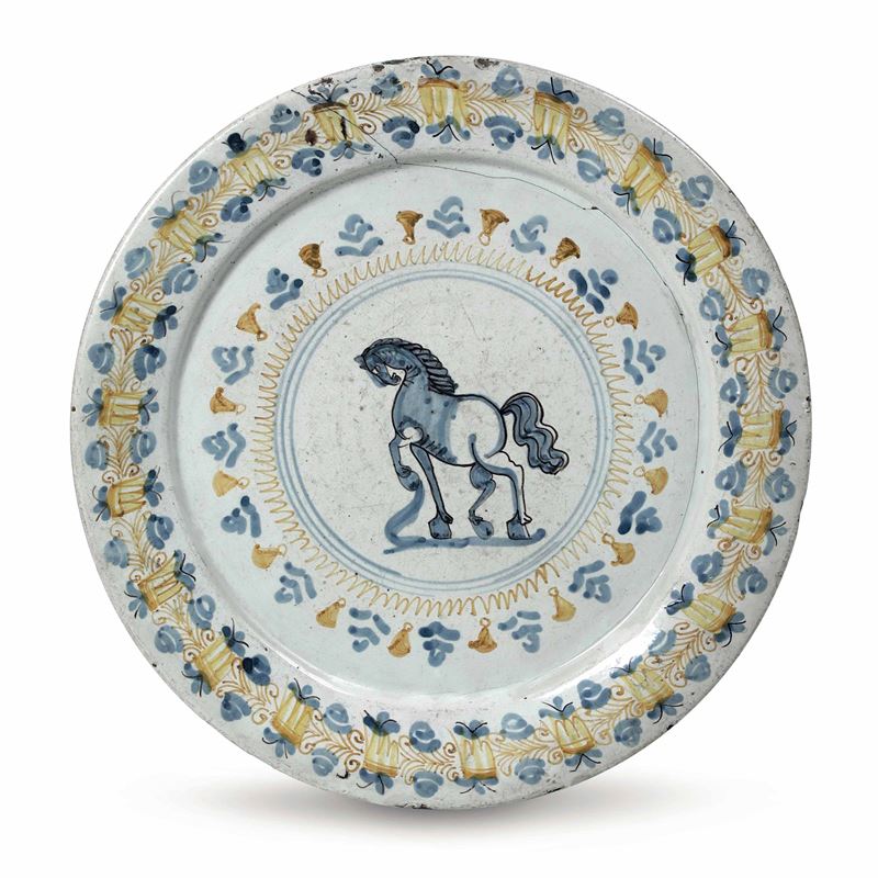 Grande piatto Campania, ultimo terzo del XVII secolo  - Auction Majolica and Porcelain - I - Cambi Casa d'Aste