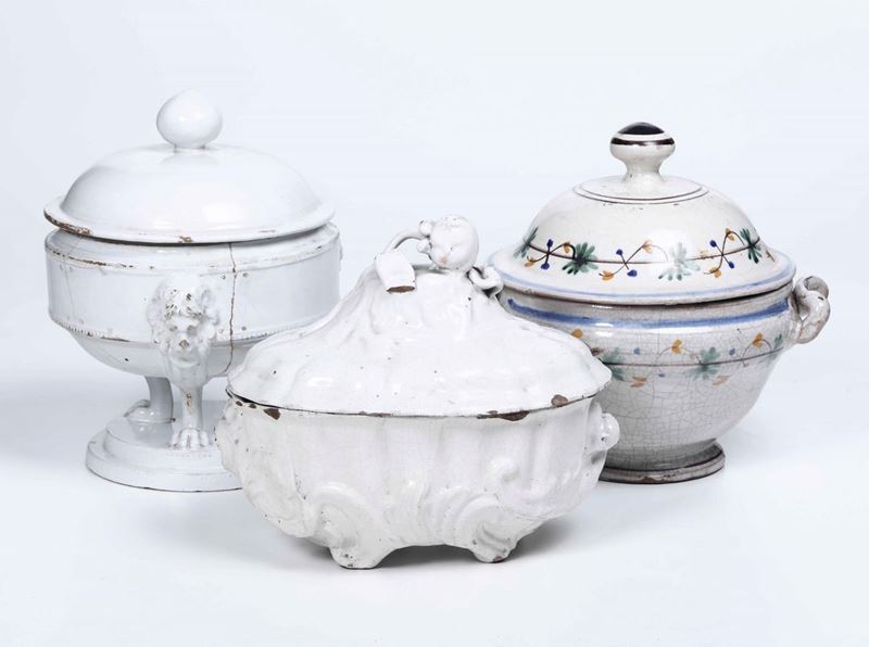 Tre zuppiere, XVIII e XIX secolo  - Asta Ceramiche e Vetri | Cambi Time - Cambi Casa d'Aste