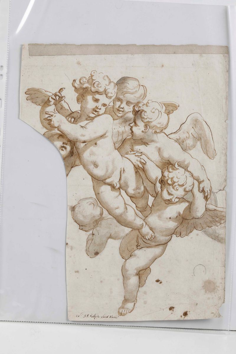 Domenico Piola (Genova 1627-1703) Studio di putti  - Asta Disegni Antichi - Cambi Casa d'Aste