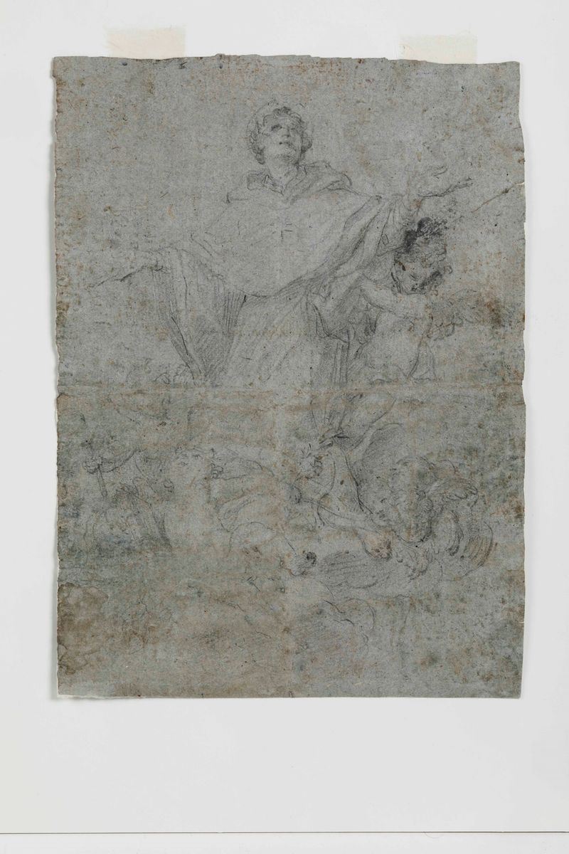 Scuola genovese dell'inizio del XVIII secolo Gloria di San Tommaso  - Auction Old Master Drawings - Cambi Casa d'Aste