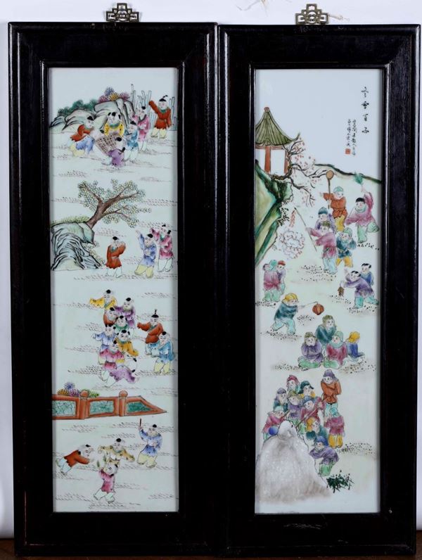 Two porcelain plaques, China, 1900s