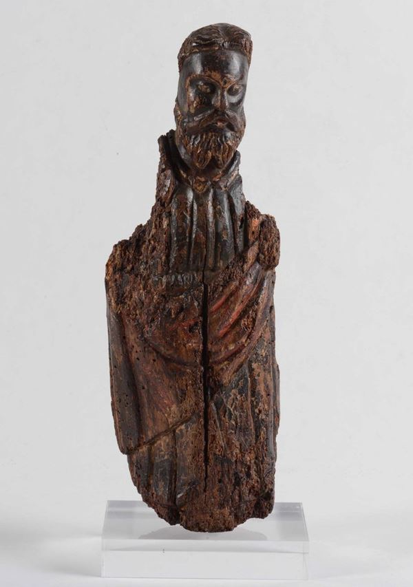 Antica scultura lignea. Probabile XV secolo Santo barbato