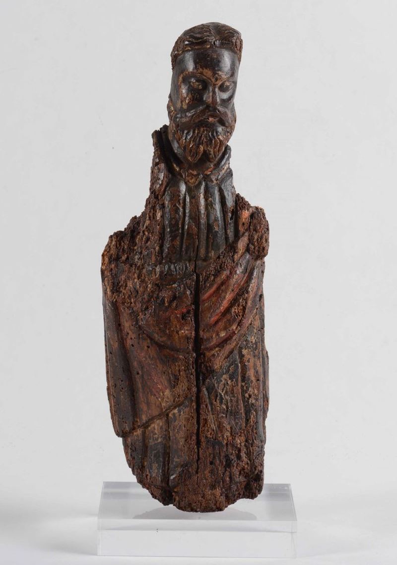 Antica scultura lignea. Probabile XV secolo Santo barbato  - Auction Antique February | Cambi Time - Cambi Casa d'Aste