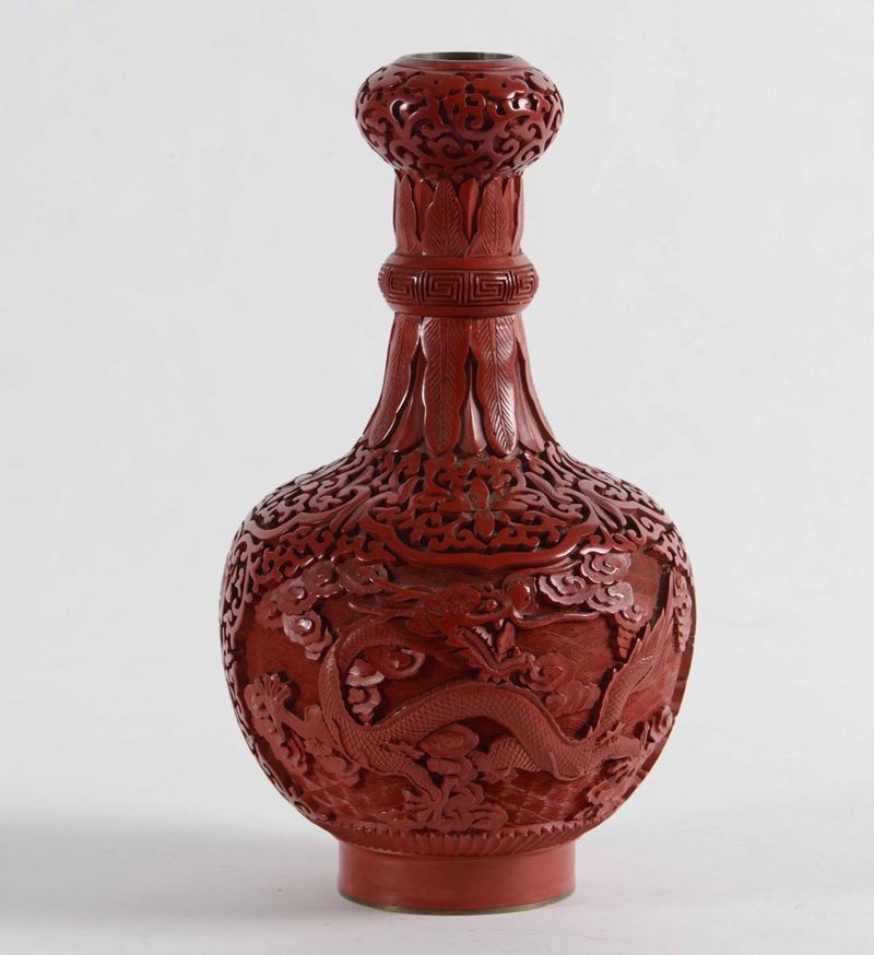 Vaso in lacca rossa, Cina  - Auction Antique February | Cambi Time - Cambi Casa d'Aste