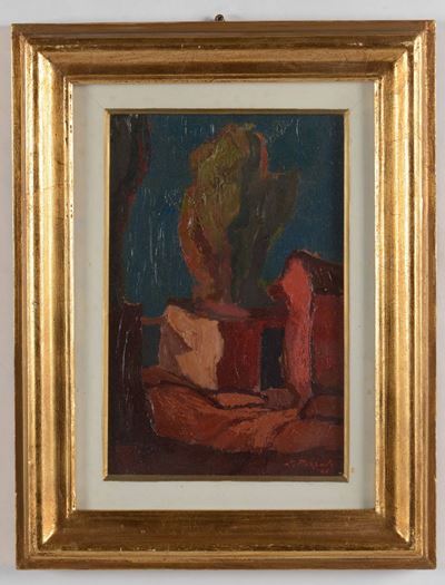 Epifanio Pozzato (biella 1931- 2007)paesaggio con Casa Rossa