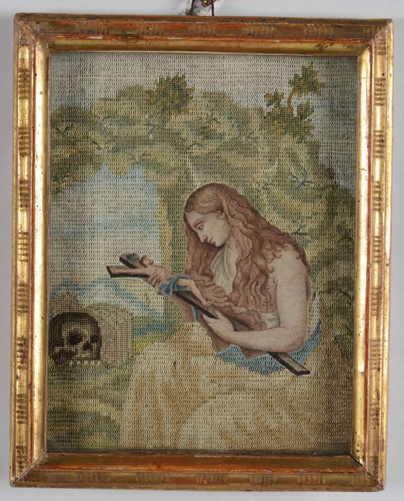 Antico ricamo Maddalena penitente. XVIII secolo  - Auction Antique February | Cambi Time - Cambi Casa d'Aste