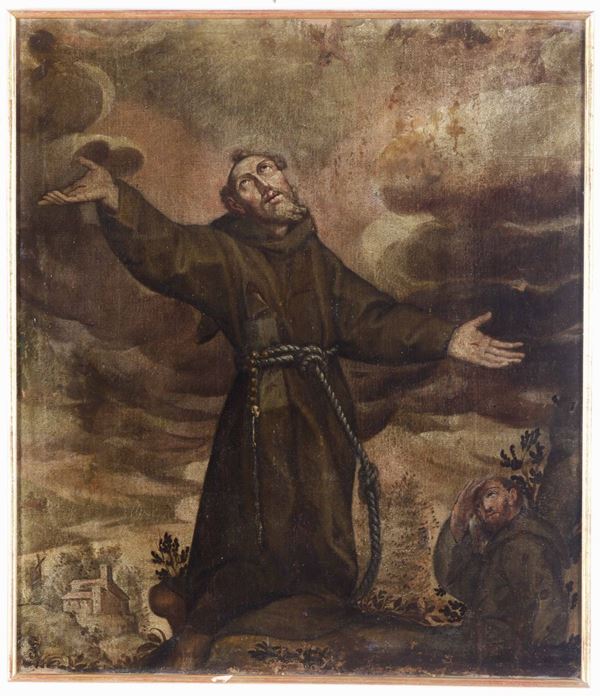 Pittore italiano del XVIII secolo San Francesco riceve le stigmate