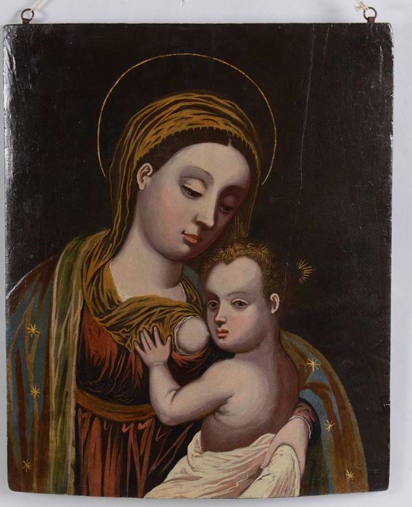Pittore veneto-dalmata del del XVII secolo Madonna con Bambino