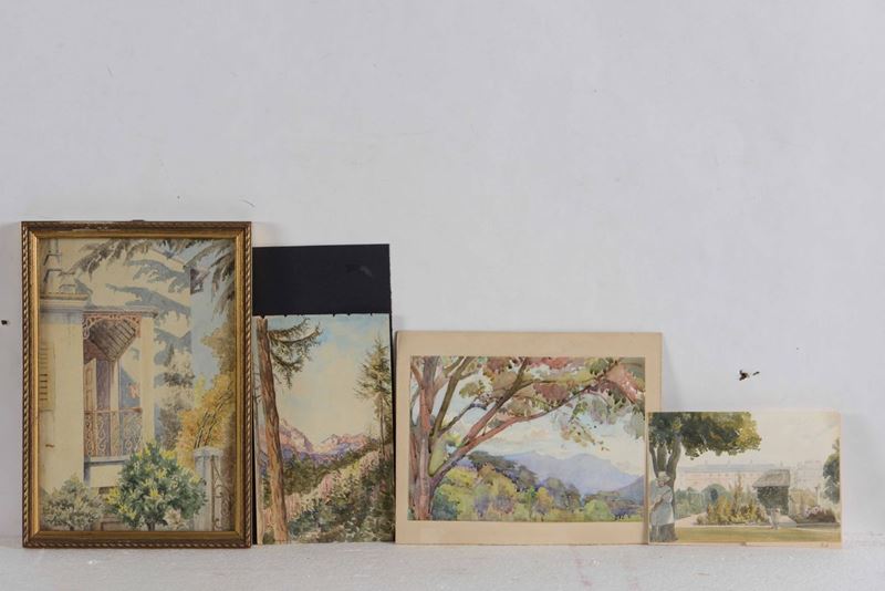 4 acquerelli di epoche e autori diversi  - Asta Antiquariato. 180 lotti provenienti da un affidamento privato | Cambi Time - Cambi Casa d'Aste