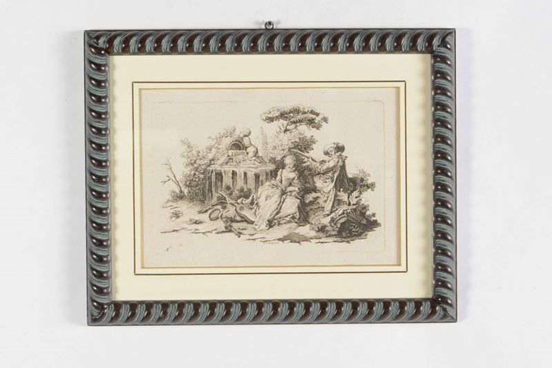 Stampa raffigurante scena galante. Francia XVIII secolo  - Auction Antique February | Cambi Time - Cambi Casa d'Aste
