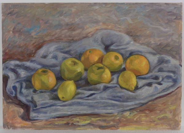 Pittore del XX secolo Natura morta con mele e limoni