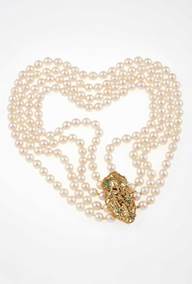 Collana a quattro fili di perle coltivate  - Asta Spring Jewels - I - Cambi Casa d'Aste