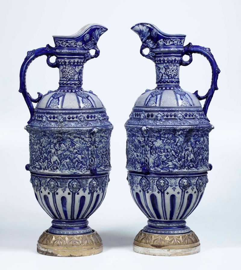 Coppia di monumentali brocche Germania, XIX secolo  - Asta Ceramiche | Cambi Time - Cambi Casa d'Aste