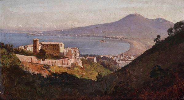 Giacinto Gigante (1806-1876), attr. Golfo di Napoli con il Vesuvio