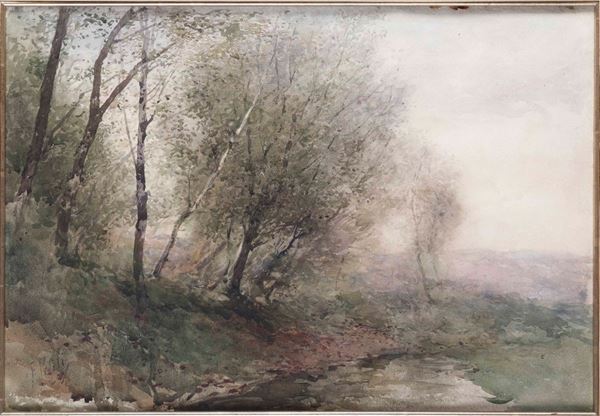 Filiberto Petiti - Filiberto Petiti (1845-1924) Paesaggio lacustre
