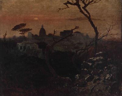 Mario De Maria Detto Marius Pictor (1852-1924)veduta di Roma al Crepuscolo, 1887