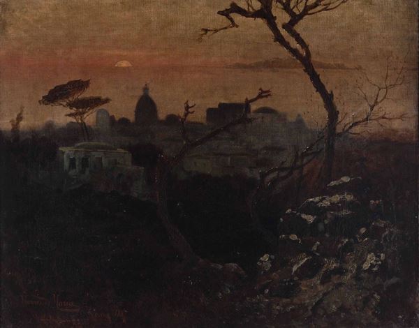 Mario De Maria detto Marius Pictor (1852-1924) Veduta di Roma al crepuscolo, 1887
