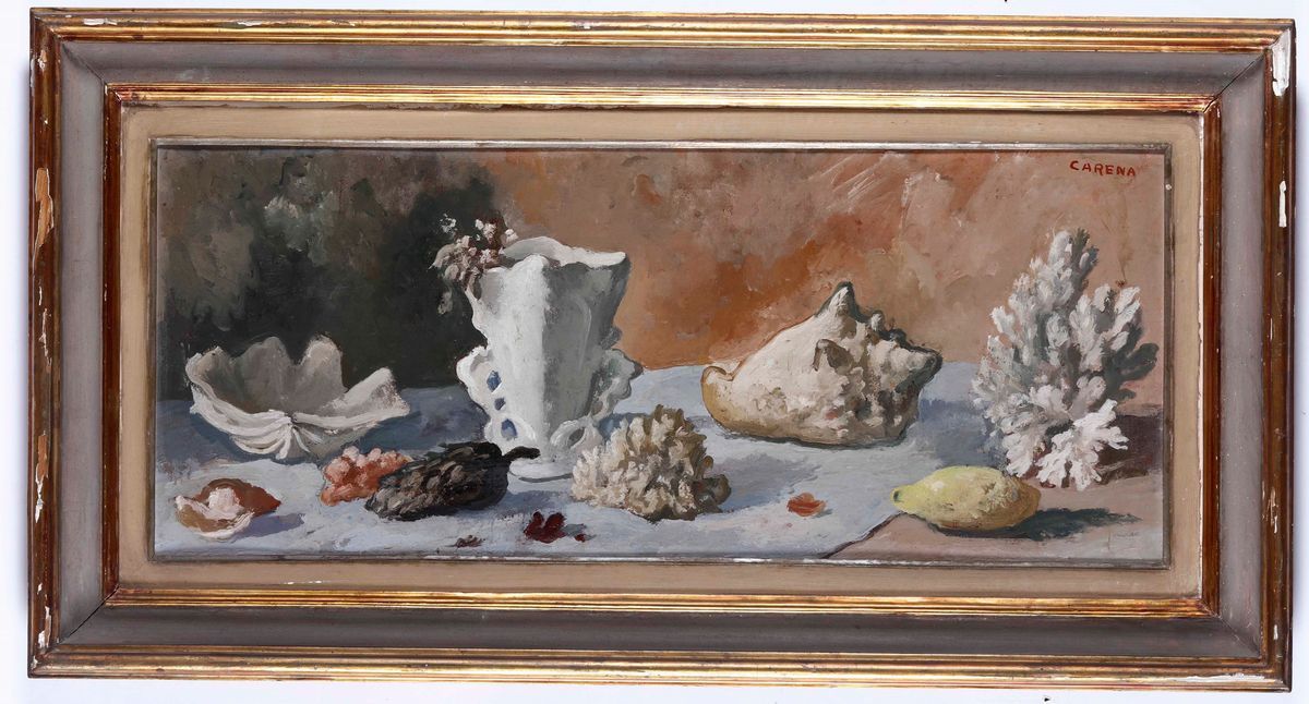 Felice Carena (1879-1966)natura Morta con Conchiglie