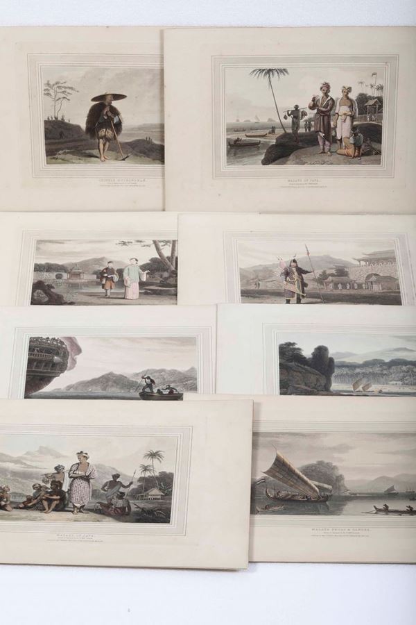 Asia, Cina - Undici litografie a colori del secolo XIX