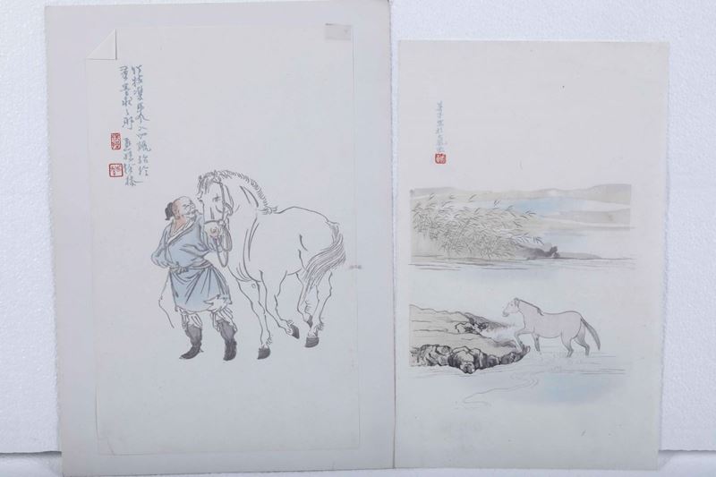 Due stampe cinesi in carta di riso Chi Tai Peh  - Asta Libri Antichi, Stampe, Incisioni e Carte Geografiche | Cambi Time - Cambi Casa d'Aste