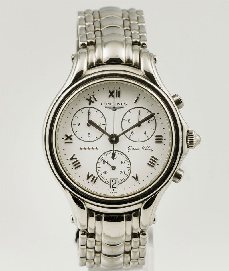 LONGINES - Golden Wing cronografo d'acciaio al quarzo  - Auction Watches | Timed Auction - Cambi Casa d'Aste