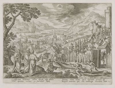 Sadeler Janscena dal Vangelo Secondo Matteo (matteo 21), Secolo XVII