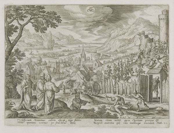 Sadeler Jan Scena dal Vangelo secondo Matteo (Matteo 21), secolo XVII