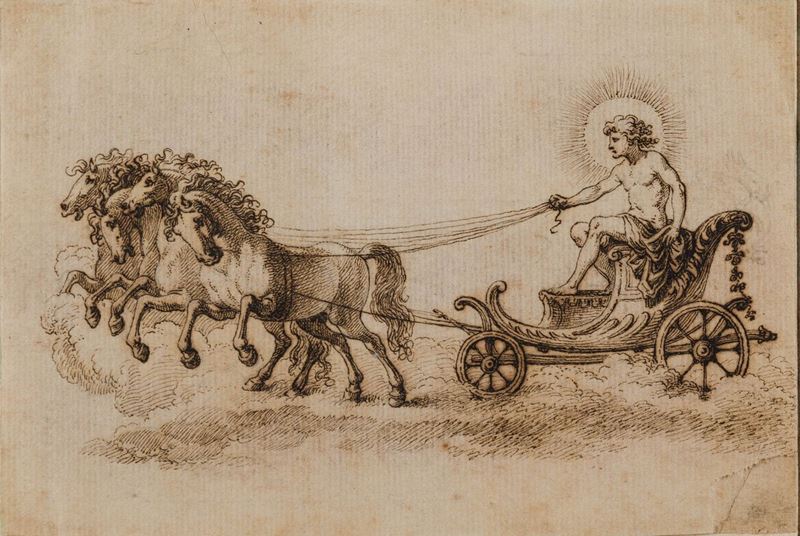 Scuola francese del XVII secolo Apollo sul carro del sole  - Auction Old Master Drawings - Cambi Casa d'Aste