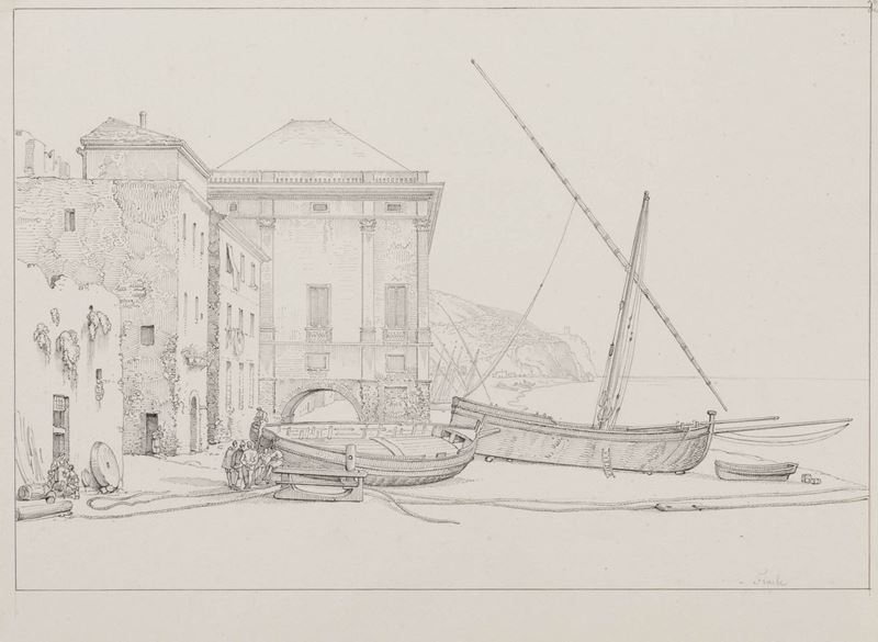 Anonimo del XIX secolo Veduta di Finale Ligure  - Auction Old Master Drawings - Cambi Casa d'Aste