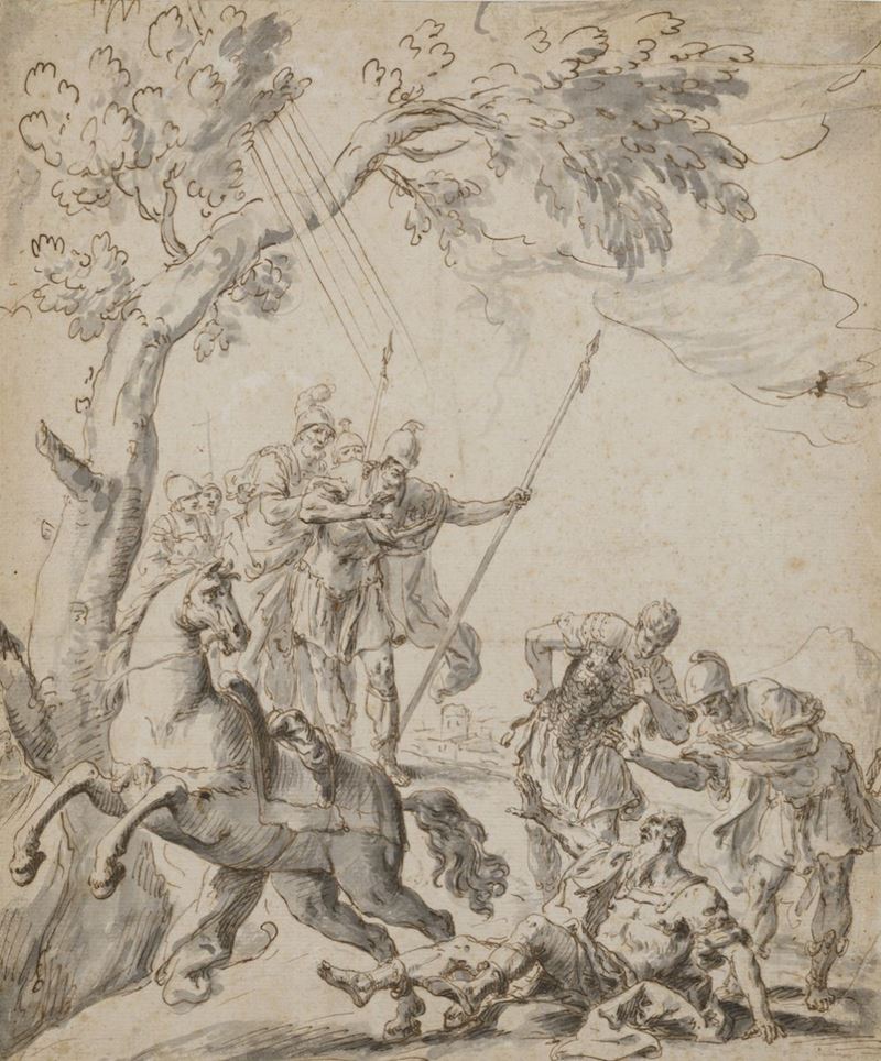 Gaspare Diziani (Belluno 1689 - Venezia 1767), attribuito a Conversione di San Paolo  - Asta Disegni Antichi - Cambi Casa d'Aste