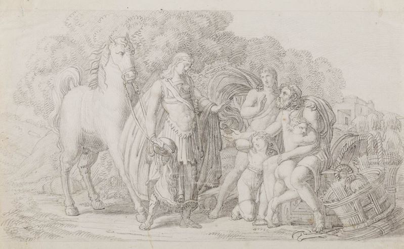 Pelagio Palagi (Bologna 1775 - Torino 1860), attribuito a Scena mitologica  - Asta Disegni Antichi - Cambi Casa d'Aste