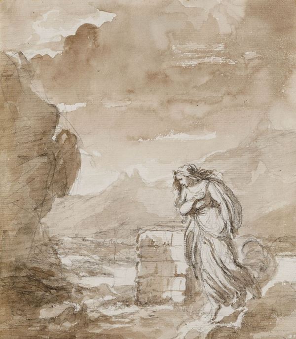 Giovan Battista Dell'Era (Treviglio 1766 - Firenze 1798) Giovane donna che incede nei pressi di una rupe
