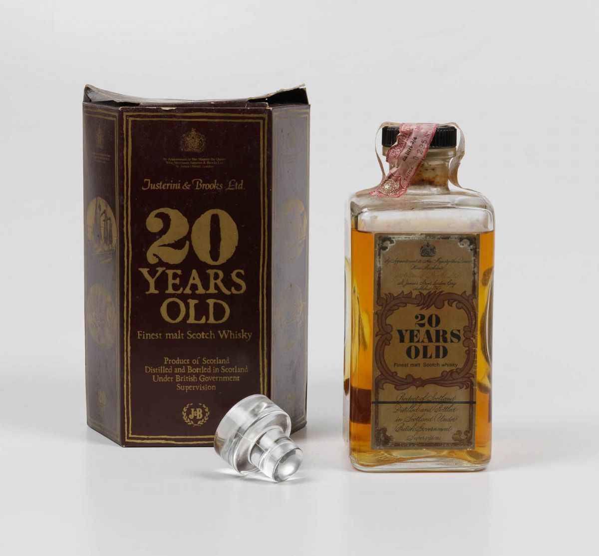 Justerini & Brooks, Finest Malt Scotch Whisky 20 Years Old Decanter
