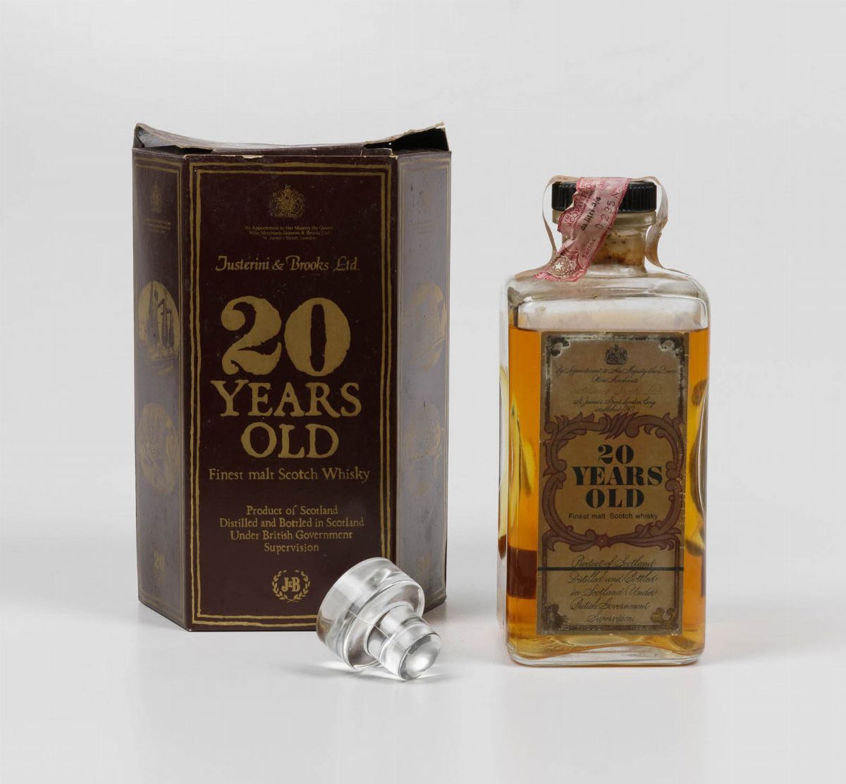 Justerini & Brooks, Finest Malt Scotch Whisky 20 Years Old Decanter