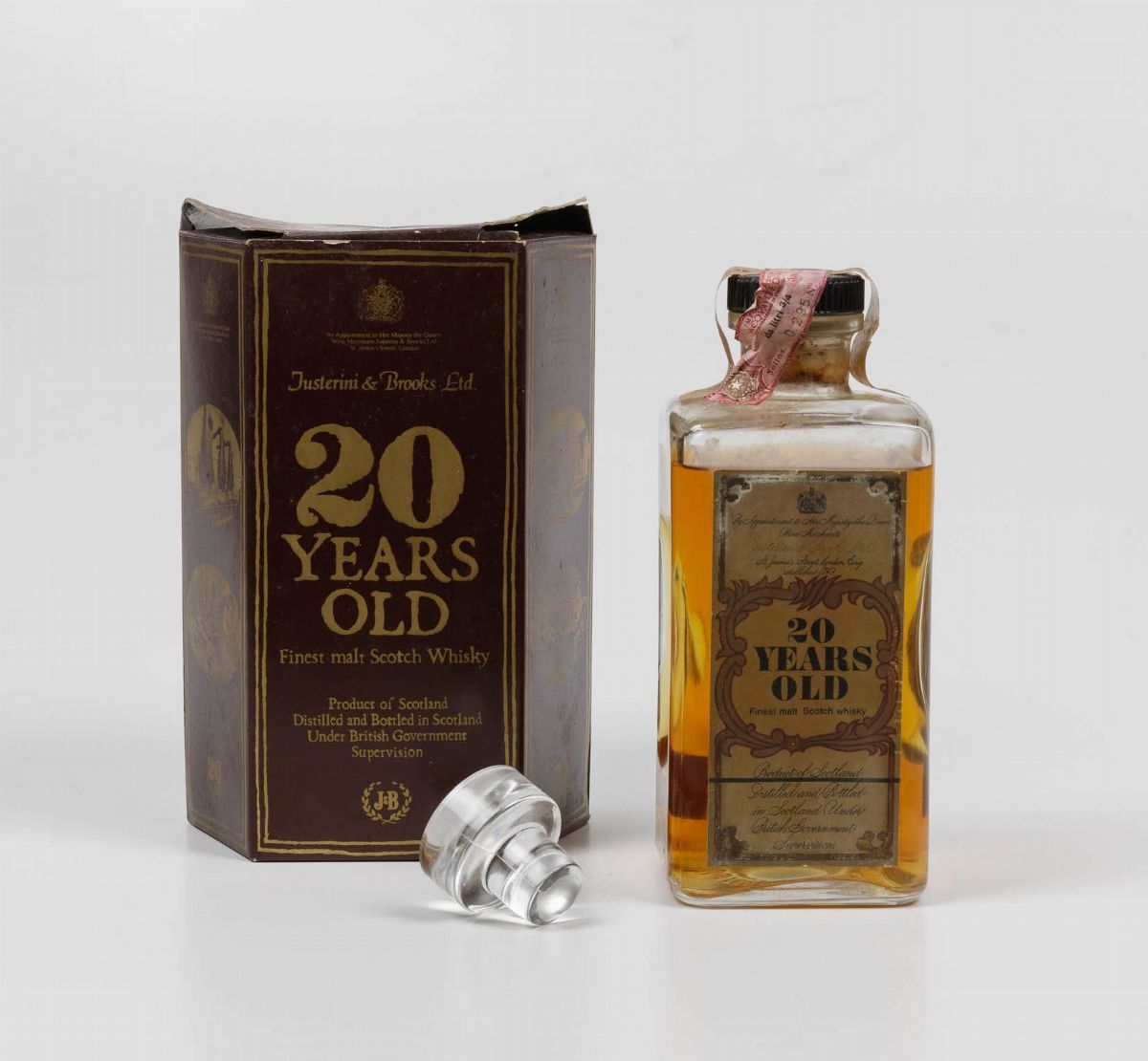 Justerini & Brooks, Finest Malt Scotch Whisky 20 Years Old Decanter