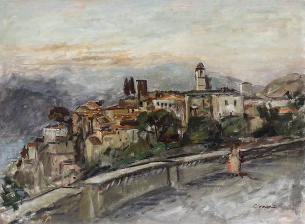 Cesare Monti (1891-1959) Veduta di borgo