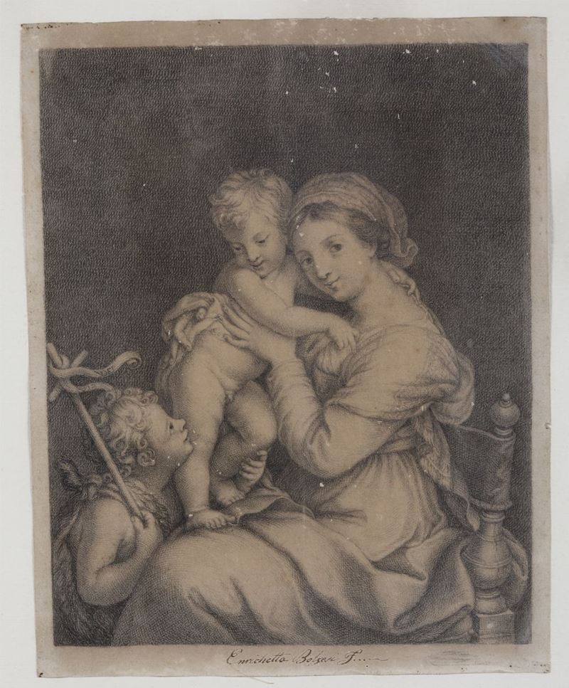 Enrichetta Bolzesi (XIX secolo) Madonna con bambino e San Giovannino  - Asta Disegni Antichi - Cambi Casa d'Aste