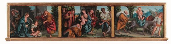 Bernardino Lanino - Predella raffigurante la Natività, l’Adorazione dei Magi e la Fuga in Egitto