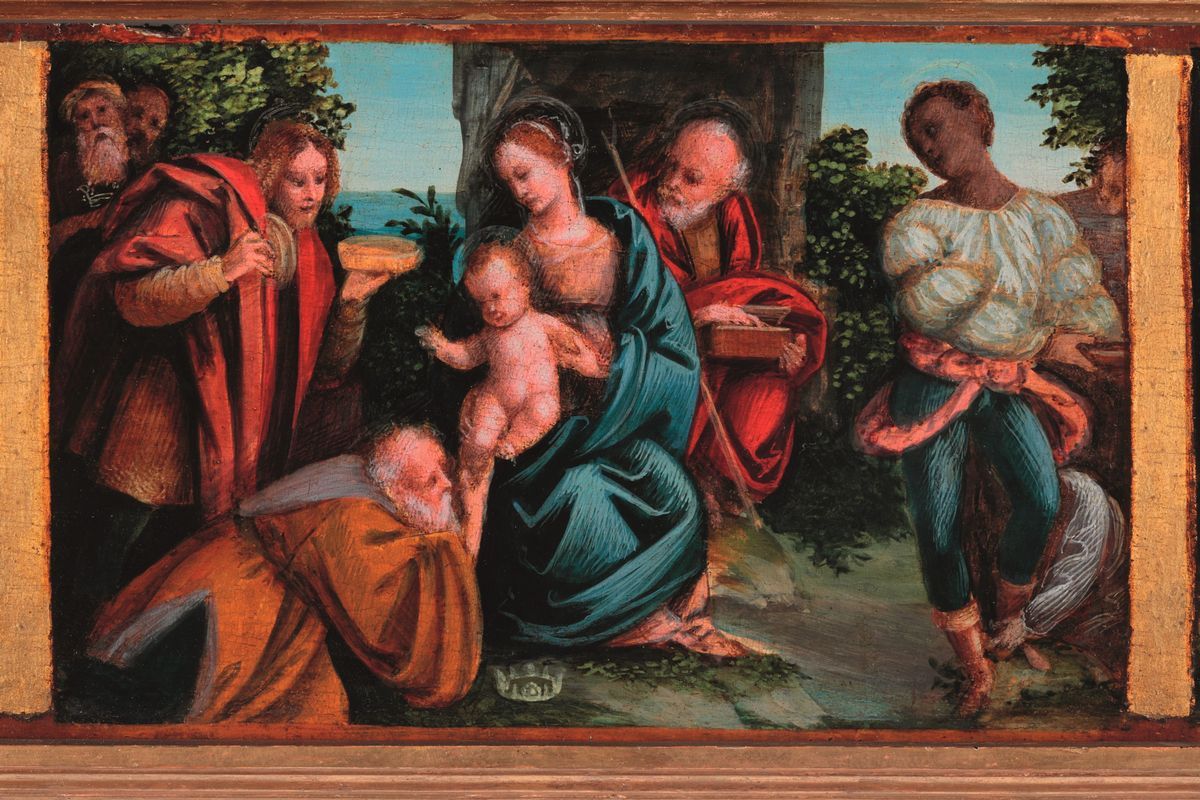 Bernardino Lanino - Cerchia Dipredella Raffigurante la Natività, L’adorazione dei Magi e la Fuga ...