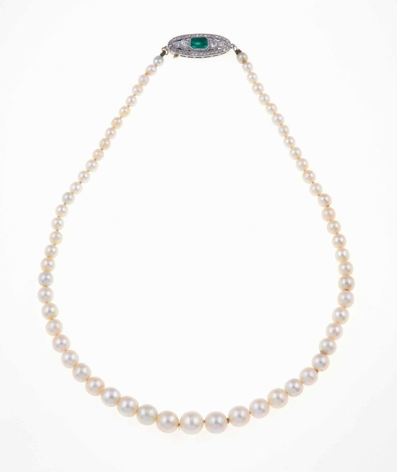 Collana di perle naturali a scalare  - Asta Fine Jewels - III - Cambi Casa d'Aste