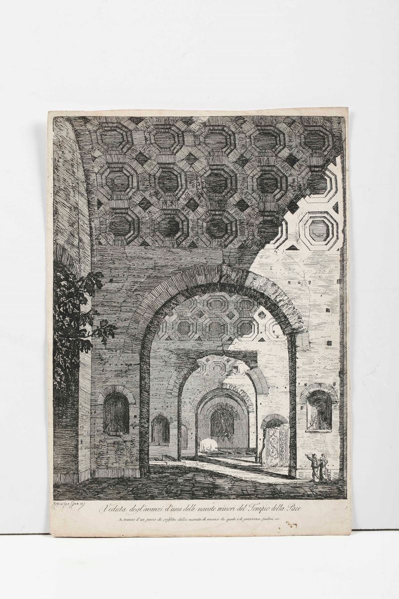 Luigi Rossini Veduta degli avanzi del tempio della Pace  - Auction Old Prints and Engravings | Cambi Time - Cambi Casa d'Aste