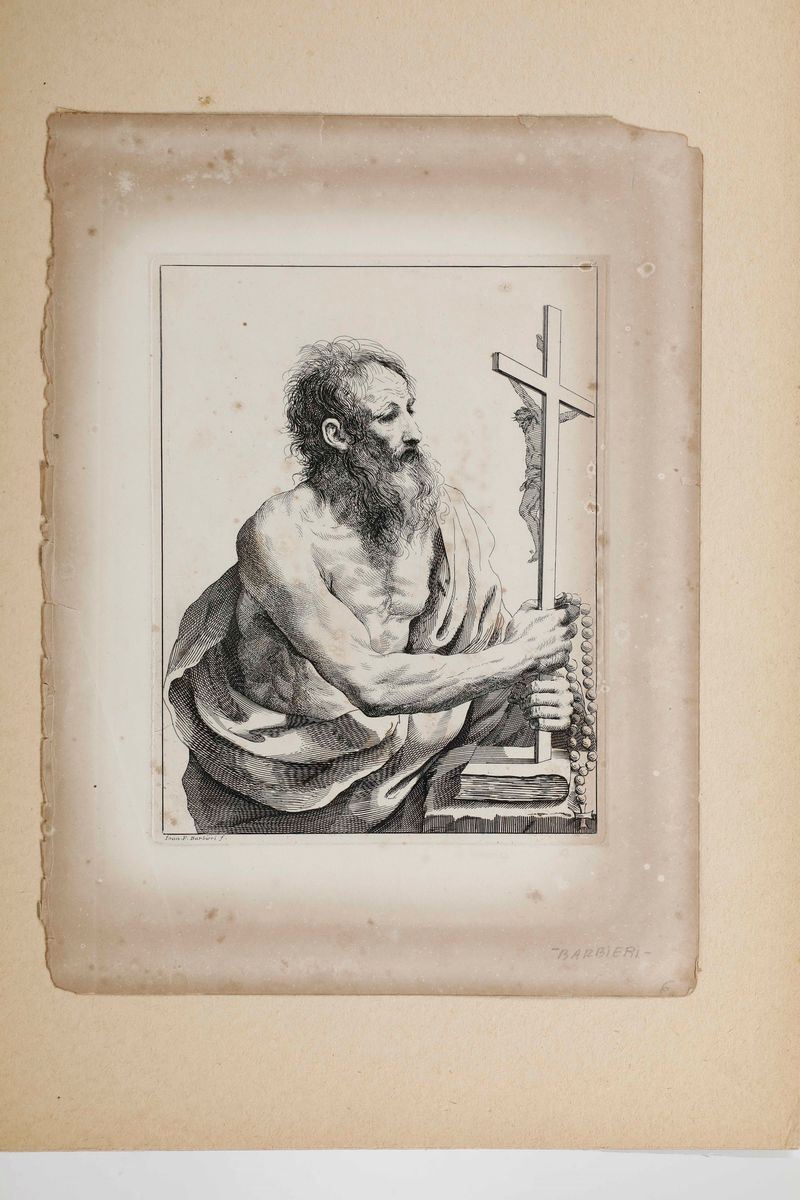 Guercino (Copia da Guercino) Figura di santo in preghiera.  - Auction Old Prints and Engravings | Cambi Time - Cambi Casa d'Aste