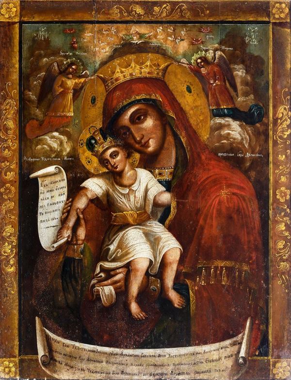 Madre di Dio (Axion Estin). Icona su tavola, Scuola russa XIX secolo