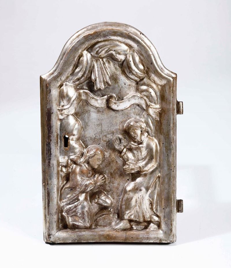 Sportello da tabernacolo Legno intagliato e argentato Arte barocca del XVIII secolo  - Auction From Lombard mansions - Cambi Casa d'Aste