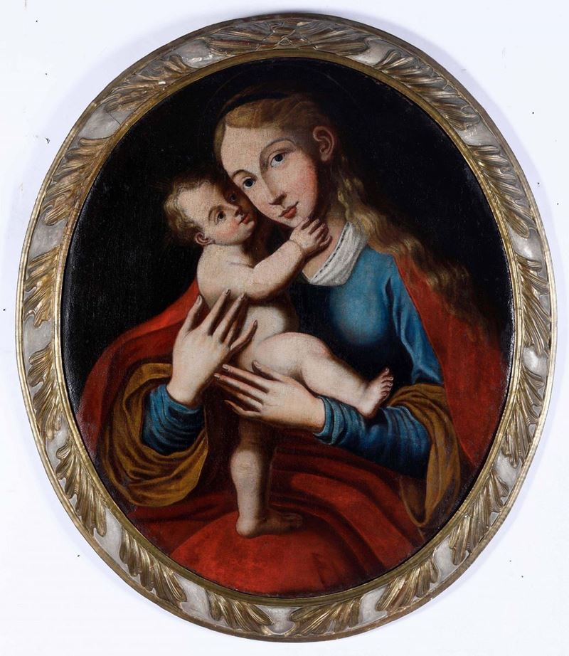 Scuola del XVIII secolo Madonna con Bambino  - Auction Works and furnishings from Lombard collections and other provinces - Cambi Casa d'Aste