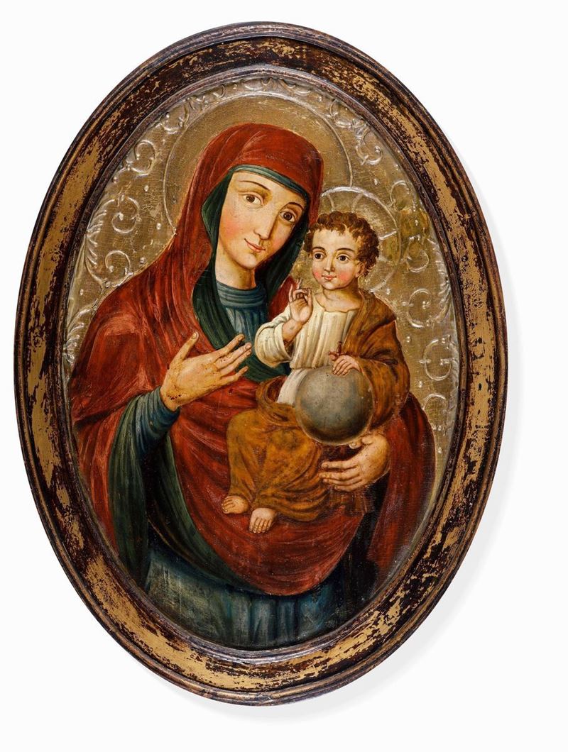 Scuola del XIX secolo Madonna con Bambino  - Auction Works and furnishings from Lombard collections and other provinces - Cambi Casa d'Aste