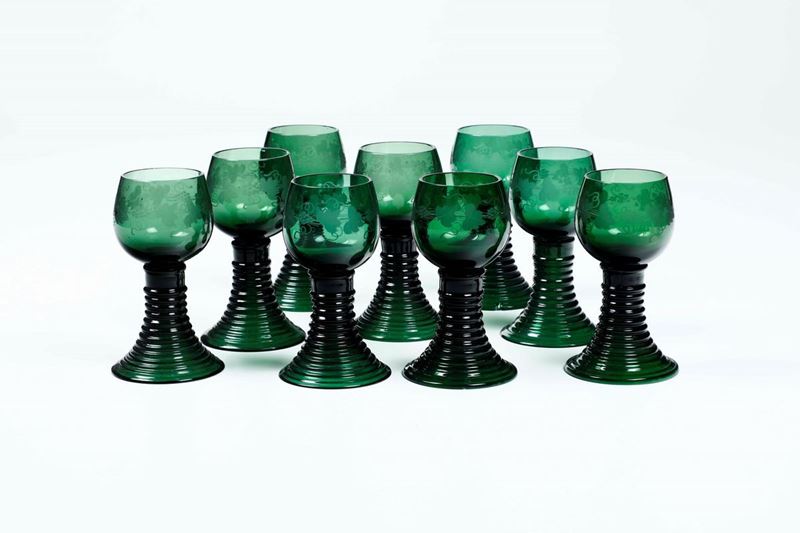 Nove calici da vino Probabilmente Germania, XX secolo  - Auction Table furniture | Cambi Time - Cambi Casa d'Aste